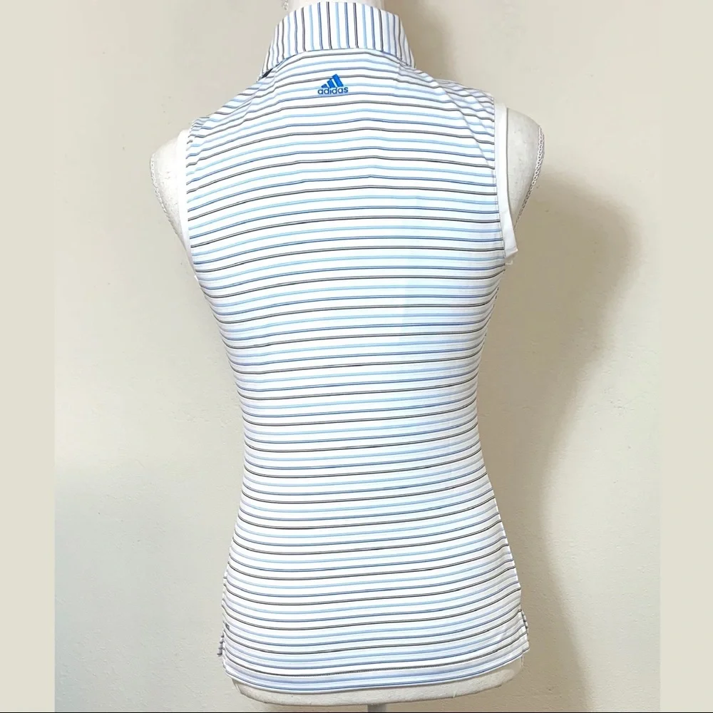 NEW Size XS Adidas National Asian Golf Association Sleeveless Striped Polo Shirt - Picture 5 of 11